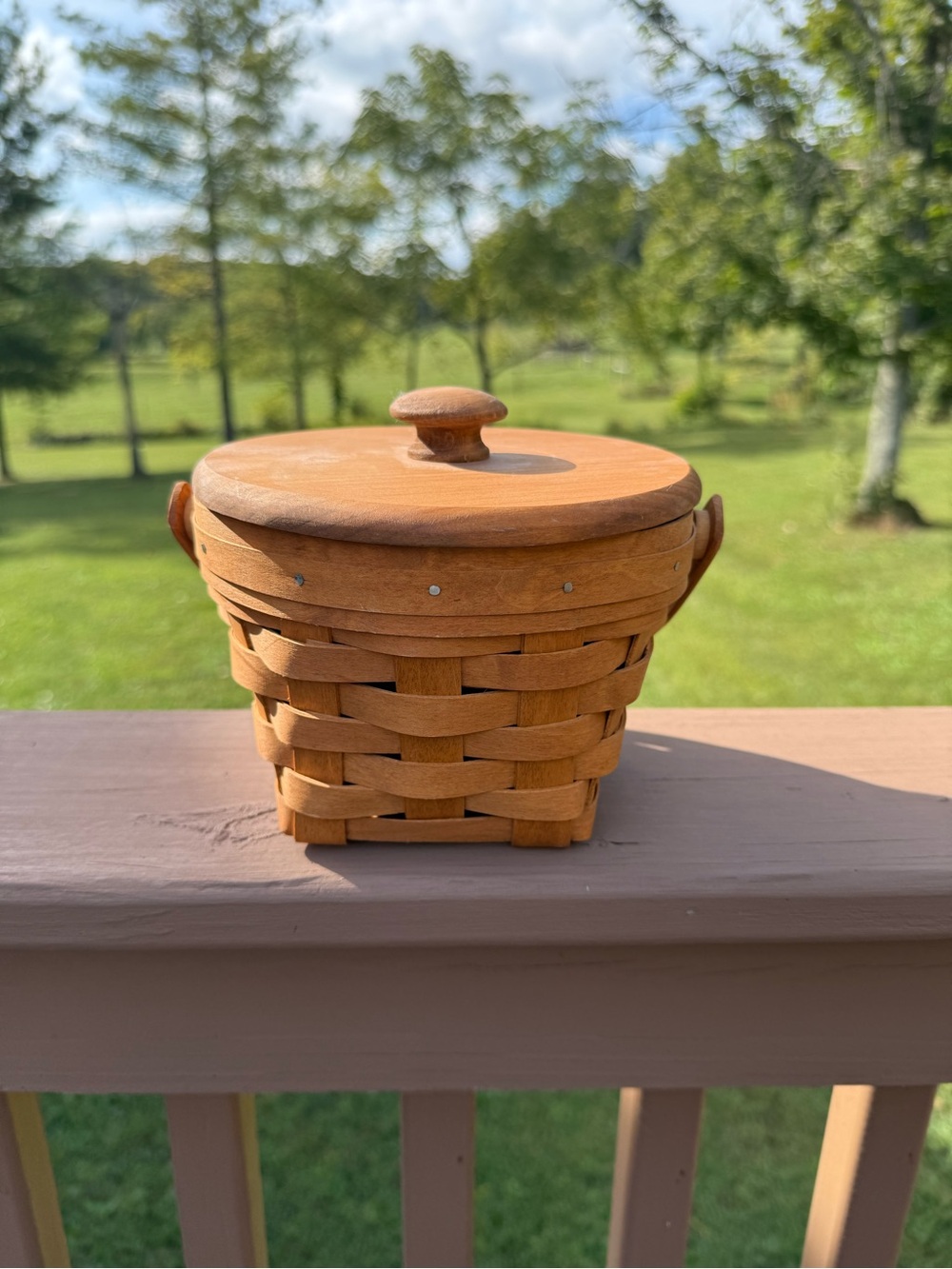 Gerald E Henn Workshops Woven Basket with Woodcrafts Lid 2007 Handcrafted Ohio